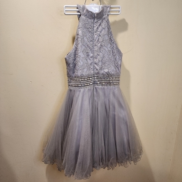 GINDY USA Silver Short Tule sleeveless Homecoming dress size S - Picture 8 of 16